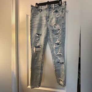 American Eagle Outfitters Ripped Light Blue Skinny Jeans